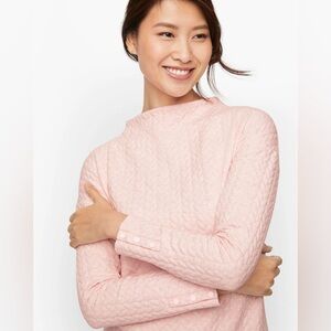 Talbots Comfortable Jacquard Popover Top ~ Pink with a Shimmer ~ Oversized Small